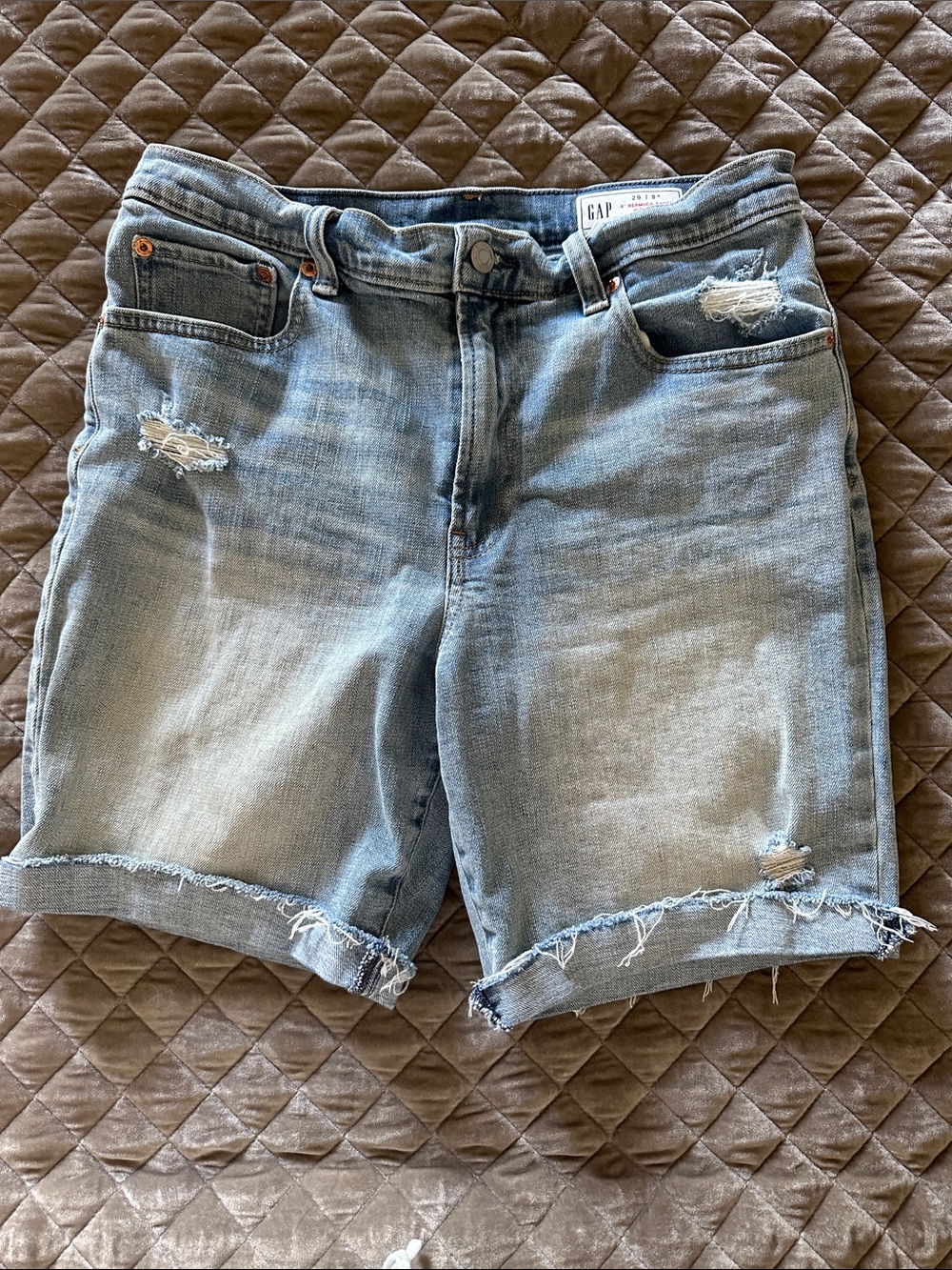 GAP Light Wash Distressed Denim Cutoff Shorts